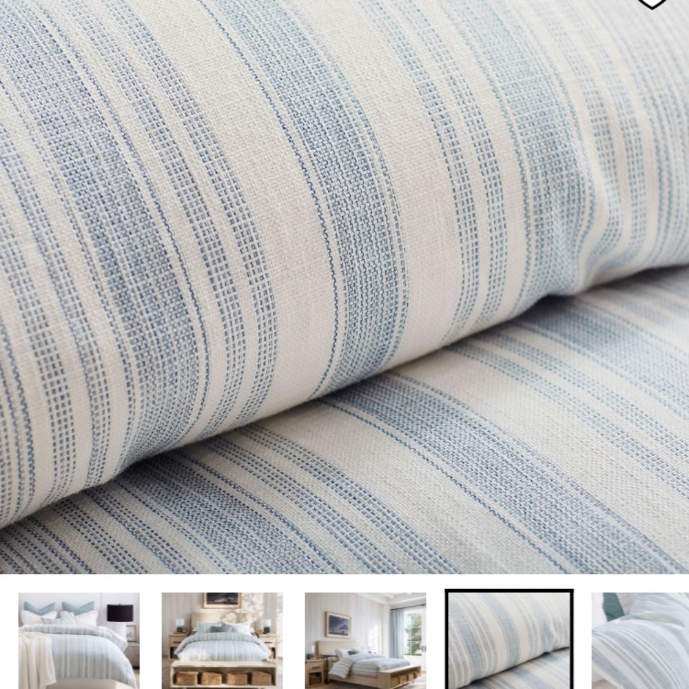 Pottery Barn Hawthorn Stripe Duvet Cover Blue King New. - Picture 7 of 7